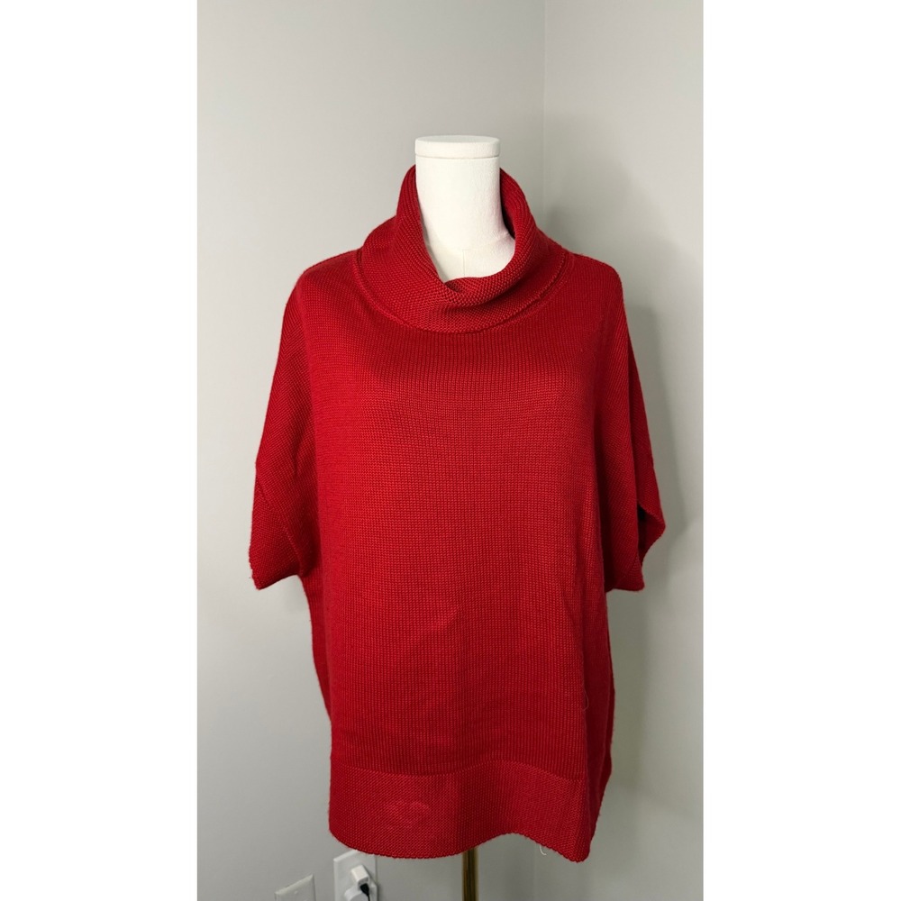 Coldwater Creek Sweater Cowl Neck Short Sleeve Wool Blend Plus 1X 16W-18W